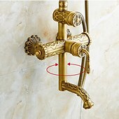cheap Shower Faucets-Shower Faucet,Rainfall Shower System Body Jet Massage Set - Handshower Included pullout Rainfall Shower Antique Vintage Style Antique Brass Mount Inside Brass Valve Bath Shower Mixer Taps