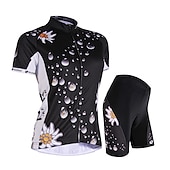 voordelige Herenkleding sets-Dames Korte mouw Wielrenshirt met shorts Zomer Nylon Elastaan Polyester Wit Zwart Flora Botanisch Grappig Fietsen Short / Broekje Shirt Gewatteerde shorts waterdicht 3D-pad Ademend / Gevorderd