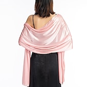 economico Scialli-sciarpa da donna in imitazione seta trasparente, mantello, scialle lungo, tinta unita, per festa di nozze, elegante e scintillante&amp;amp;abito da sposa con sciarpa damigella d&#039;onore splendente per