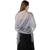 voordelige Sjaals-sjaal&amp;amp; wikkelsjaals damesherfst bruiloft gast wrap elegante bruidszonwering mouwloos polyester bruiloft wraps met kant voor bruiloft zomer