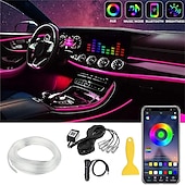 abordables Guirlandes lumineuses USB-Éclairage intérieur de voiture à LED RVB 5 en 1 avec bande de fil EL flexible contrôlée par application pour les décorations de Noël à la maison