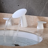 cheap Multi Holes-Widespread Bathroom Sink Faucet,Two Handle Three Holes Waterfall  Electroplated Bath Taps