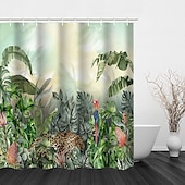 levne Sprchové závěsy-Sprchový závěs s háčky 180cm*180cm (70&quot;*70&quot;) polyesterový prátelný voděodolný vzor tropických deštnych rostlin jako domácí dekorace koupelna
