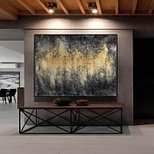 billiga Abstrakta målningar-abstrakt oljemålning canvas väggkonst svart gul abstrakt dekoration för heminredning rullad ramlös osträckt