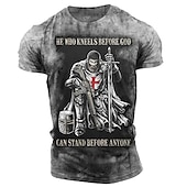 abordables Camisetas de Halloween-Hombre Cruz Templaria Soldier Camiseta Camisetas gráficas Camisetas con eslogan camiseta angustiada Manga Corta Camiseta Impresión 3D Cuello Barco Camisa Vintage Moda Design Exterior Casual Diario