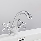 cheap Classical-Bathroom Sink Faucet,Classic Electroplated / Painted Finishes Centerset Two Handles One Hole Bath Taps