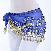 cheap Belly Dancewear-Belly Dance Hip Scarf Coin Sequin Women&#039;s Training Chiffon / Ballroom Gold Coin Belt