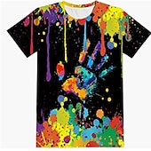 abordables Vision 3D et Géométrie du Garçon-Garçons 3D Bloc de Couleur T-shirt Manche Courte Impression 3D Été Printemps Actif Sports Mode Enfants 3-12 ans Extérieur Quotidien Intérieur Coupe régulière