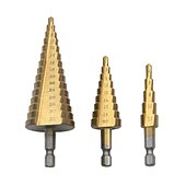 cheap Drill Bit Set-Step Drill Bits Nylon Bag Packing 3pcs HSS Straight  Grooved Core Cone 1/4 Hex Shank 4mm To 12mm 20mm 32mm Chamfer Hole Cut Cutter