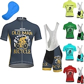 cheap Men&#039;s Clothing Sets-Men&#039;s Cycling Jersey with Bib Shorts Short Sleeve Mountain Bike MTB Road Bike Cycling Dark Navy Blue Gear Bike Clothing Suit 3D Pad Breathable Quick Dry Back Pocket Polyester Spandex Sports Letter