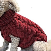 ieftine Pulovere-pulovere pentru câini mici nmch pulover tricotat pentru animale de companie, hanorac cald pentru câini, haine de iarnă pentru câini, pisicuțe, pulover cu gât țestoasă (albastru, l)