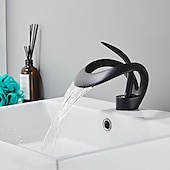 economico Classici-Rubinetto Lavabo Bagno Con Bocca A Cascata, Miscelatore Lavabo In Ottone, Rubinetti Vasca Monocomando Monoforo Finiture Verniciate Corpo Alto Stile Moderno