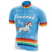 abordables Maillots pour hommes-Homme Maillot de cyclisme Arc-en-ciel Licorne Drôle Manche Courte Cyclisme Maillot Top avec 3 poches arrière VTT Vélo tout terrain Cyclisme sur route Séchage Rapide Doux Bandes réfléchissantes Poche