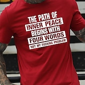 baratos Camiseta gráfica masculina-Homens Letra Camiseta Estilo casual 100% Algodão Manga Curta Gráfico Camisa Urze Cinza Preto Branco Camiseta confortável Férias Casual Roupas de estilistas