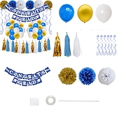 abordables Temporada de Graduación-juego de globos de ceremonia de graduación felicitaciones temporada de graduación azul y blanca bandera de tracción juego de globos de látex de 10 pulgadas
