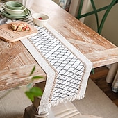cheap Table Runners-Table Runner Cotton Line Farmhouse Style Table Decor Cover for Wedding Party Tea Party Festival Khaki