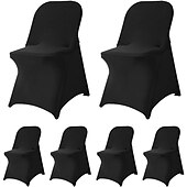 cheap Dining Chair Cover-Folding Chair Covers Black Stretch Chair Covers Upgraded Universal Washable Fitted Chair Slipcovers Protector for Party, Wedding, Holidays, Banquet, Celebration