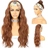 economico Parrucche trendy sintetiche-parrucche della fascia glueless parrucca della fascia corpo sciolto ondulato parrucche sintetiche dei capelli per le donne nere onda nessuna parrucche anteriori del merletto della miscela di colore