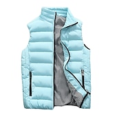 preiswerte Herren Steppweste-Herren Einfarbig Laufwesten Daunenweste Steppweste Frühling Herbst Winter Kariert Vollreißverschluss Innentasche Ärmellos Lässig Athleisure Stehkragen Thermowarm Wasserdicht Winddicht Atmungsaktiv