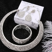 halpa Korusetit-Morsiuskorusetit Neljäosainen Pukusarja Kromiset Renkaat 1 Kaulakoru 1 Rannekoru Korvakorut Naisten Tyylikkäät Elegantit Muoti Suloiset Koulupalat Korut Juhliin Häälahjaksi  Kihlaustilaisuus