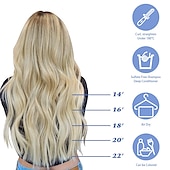 abordables Extensions à Clips-extensions de cheveux blonds vrais cheveux 12-24 pouces 120g 7 pièces blond cendré met en évidence le clip blond platine dans les extensions de cheveux vrais extensions de cheveux épais et raides pour
