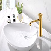 economico Classici-Rubinetto Per Lavello Del Bagno, Miscelatore Monocomando Per Lavello Vaso Alto Nero/Oro Rubinetto Del Bagno Lavabo Miscelatore Per Lavabo Corpo In Ottone