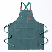 cheap Aprons-Chef Apron For Women and Men, Kitchen Cooking Apron, Personalised Gardening Apron with Pocket Work Aprons Cross Back Heavy Duty Adjustable