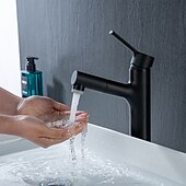 voordelige Klassiek-wastafelmengkraan voor de badkamer, uittrekbaar met 2-standen sproeier, uittrekbare wastafelkranen met enkele handgreep, op het blad gemonteerd