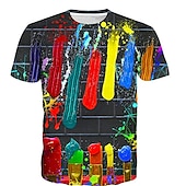 abordables Vision 3D et Géométrie du Garçon-Garçons 3D Bloc de Couleur T-shirt Manche Courte Impression 3D Été Printemps Actif Sports Mode Enfants 3-12 ans Extérieur Quotidien Intérieur Coupe régulière