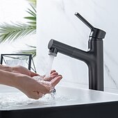 voordelige Klassiek-wastafelmengkraan voor de badkamer, uittrekbaar met 2-standen sproeier, uittrekbare wastafelkranen met enkele handgreep, op het blad gemonteerd