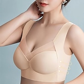 billige BH&#039;er-trådløse bh-er for kvinner faste stropper full dekning v-hals pustende ren farge pull-on lukking tilfeldig daglig nylon 1 stk svart rosa / bh &amp;amp; braletter / 1 stk hjemmeantrekk