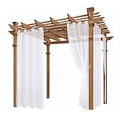 abordables Cortinas impermeables-Cortinas semitransparentes impermeables blancas para interior y exterior para boda, patio, cortina con ojales para dormitorio de boda, sala de estar, porche, pérgola, cabaña, 1 panel