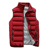 preiswerte Herren Steppweste-Herren Einfarbig Laufwesten Daunenweste Steppweste Frühling Herbst Winter Kariert Vollreißverschluss Innentasche Ärmellos Lässig Athleisure Stehkragen Thermowarm Wasserdicht Winddicht Atmungsaktiv