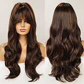 economico Parrucche trendy sintetiche-parrucche bionde con frangia parrucche bionde ondulate per donna capelli biondi chiari naturali morbidi parrucca con frangia fibra resistente al calore parrucca di capelli sintetici parrucche per