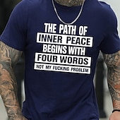 baratos Camiseta gráfica masculina-Homens Letra Camiseta Estilo casual 100% Algodão Manga Curta Gráfico Camisa Urze Cinza Preto Branco Camiseta confortável Férias Casual Roupas de estilistas