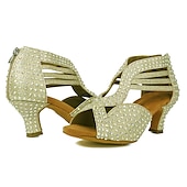 abordables Chaussures de danses latines-chaussures de danse à strass noires pour femmes avec bout ouvert et design à lanières - talons de danse étincelants pour la danse latine, la salsa et la danse de salon