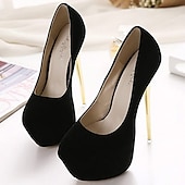 abordables Talons Plateforme-Femme Chaussures à Talons Escarpins Talons aiguilles Soirée Couleur unie Couleur Pleine Plateau Talon haut Talon Aiguille Bout rond Elégant Faux suède Mocassins Noir