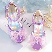 cheap Kids&#039; Sandals-Girls&#039; Pink Glitter Party Shoes – Peep-Toe Design, Bow and Rhinestone Decoration, Adjustable Strap, Perfect for Weddings and Special Occasions
