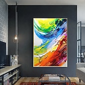 olcso Absztrakt festmények-olajfestmény 100%-ban kézzel festett falfestmény vászonra vízszintes panoráma absztrakt színes táj modern lakberendezés dekor hengerelt vászon keret nélkül feszítetlen