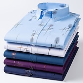 preiswerte Button-Down-Hemden für Herren-Herren Kleidhemd Durchgeknöpft Hemd Bügelfreies Hemd Kragenhemd Stretch Tartan Hochzeit Arbeit Wein Schwarzgrau Schwarz Weiß Langarm Quadrathals Ganzjahres Bekleidung