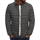 billiga Herrdunjackor och -parkas-varm bubbeljacka för män quiltad vadderad jacka med dragkedja ytterkläder utomhus vinterbomberjacka dragkedja kappa fritidskläder vindtät lättviktsjacka sport trenchcoat fiske klättring löpning