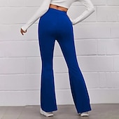 cheap Women&#039;s Flare Pants-Women&#039;s Normal Bootcut Flare Flared Pants Fashion Full Length High Waist Plain Wide Leg Comfort Micro-elastic Casual Weekend Black Yellow Red Blue Summer Spring &amp;  Fall Regular Fit