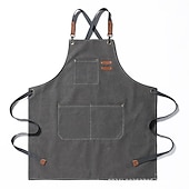 cheap Aprons-Chef Apron For Women and Men, Kitchen Cooking Apron, Personalised Gardening Apron with Pocket Work Aprons Cross Back Heavy Duty Adjustable