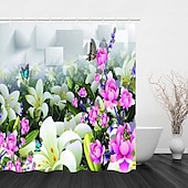 levne Sprchové závěsy-Sprchový závěs s háčky 180cm*180cm (70&quot;*70&quot;) polyesterový prátelný voděodolný vzor tropických deštnych rostlin jako domácí dekorace koupelna