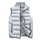 preiswerte Herren Steppweste-Herren Einfarbig Laufwesten Daunenweste Steppweste Frühling Herbst Winter Kariert Vollreißverschluss Innentasche Ärmellos Lässig Athleisure Stehkragen Thermowarm Wasserdicht Winddicht Atmungsaktiv