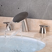 cheap Multi Holes-Widespread Bathroom Sink Faucet,Two Handle Three Holes Waterfall  Electroplated Bath Taps