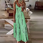 abordables Robes Rayés et Géométriques-Robe Maxi Femme Robe Solaire Robe A Line Robe Florale Moderne Décontractée Flottante Vacances Décontractée Quotidienne Coupe Regular Imprimé Sans Manches Bretelles Spaghetti Blanche Violette Orange