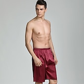 economico Dormire in basso-Per uomo Pigiami Boxer di seta Pantaloncini del pigiama 1 pc Colore puro Lusso Morbido Interni Spiaggia Seta sintetica Poliestere Traspirante Pantaloncini Retrò Di base Primavera Estate Argento Nero