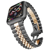 cheap Apple Watch Bands-Link Bracelet Compatible with Apple Watch band 38mm 40mm 41mm 42mm 44mm 45mm 49mm Men Two Tone Metal Clasp Stainless Steel Strap Replacement Wristband for iwatch Ultra 2 Series 9 8 7 SE 6 5 4 3 2 1