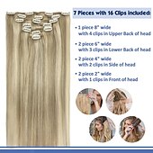 abordables Extensions à Clips-extensions de cheveux blonds vrais cheveux 12-24 pouces 120g 7 pièces blond cendré met en évidence le clip blond platine dans les extensions de cheveux vrais extensions de cheveux épais et raides pour